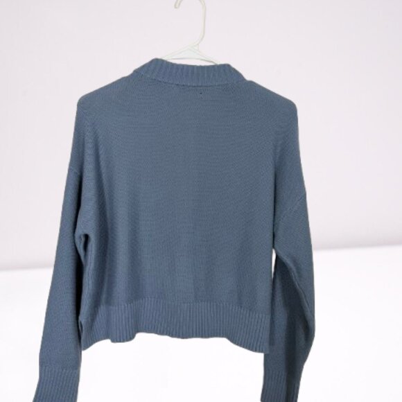 Quince 100% Organic Cotton Cropped Cardigan Size S Blue-Gray - Picture 4 of 8